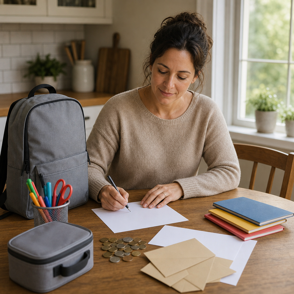 Back to school sinking fund planning with supplies and envelopes