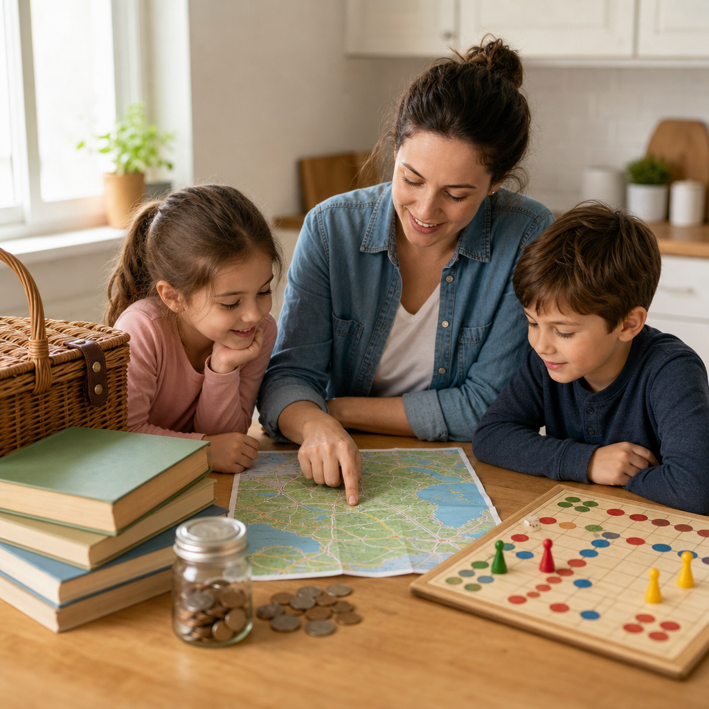 Cheap family activities planned with simple books games and picnic supplies