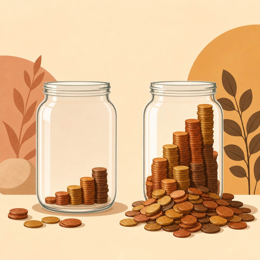 Two jars side by side comparing debt snowball vs debt avalanche methods