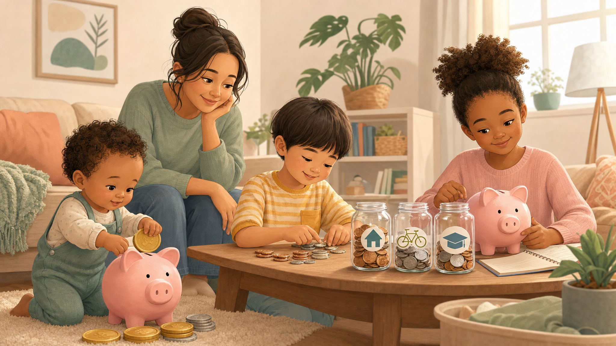 Children at different ages learning about money